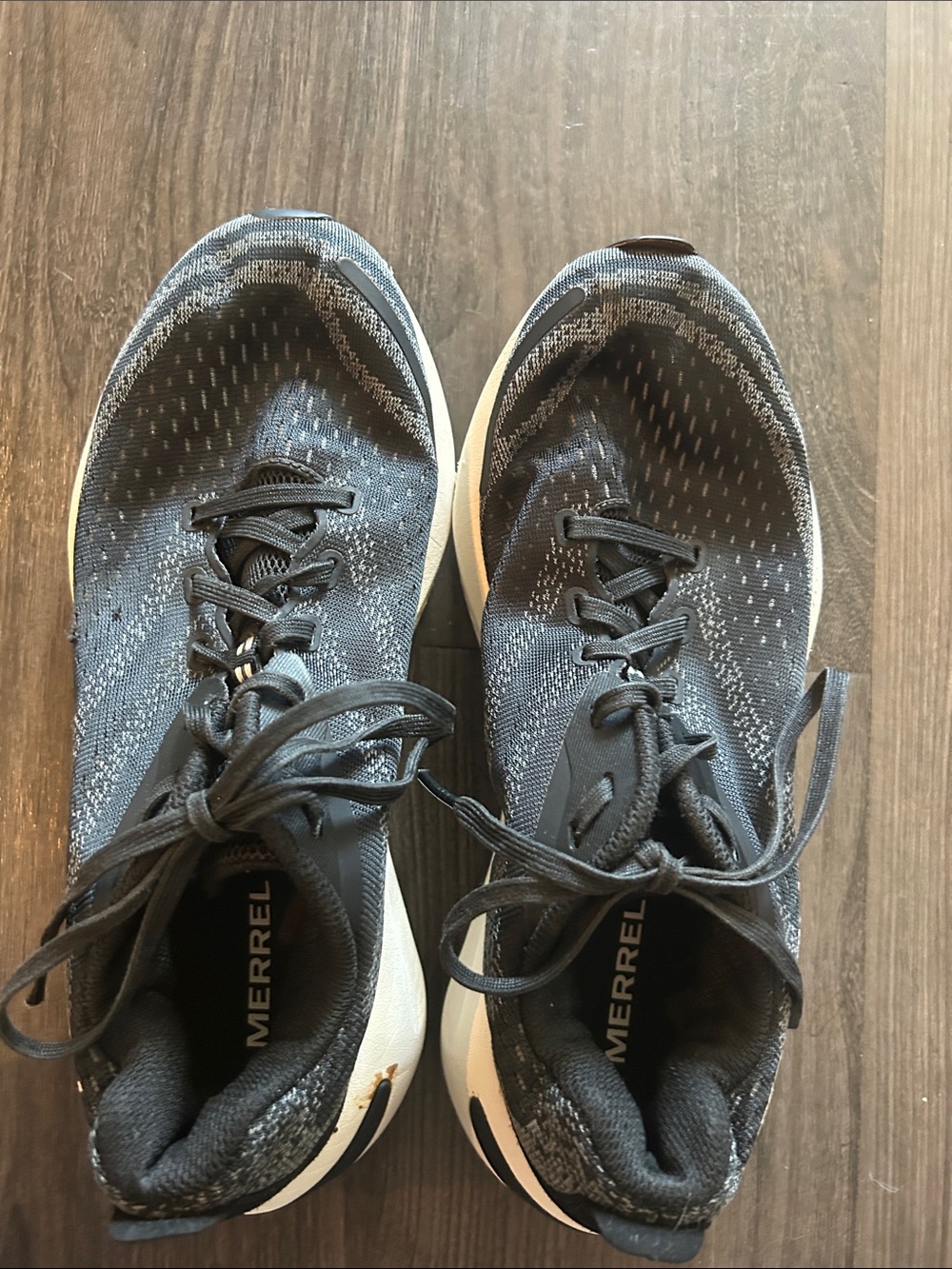 Merrell Black and White Knit Running Shoes